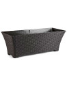 Tradineur - Jardinera Rattan Rectangular de Plástico - Fabricado en España - Ideal para Plantas, hogar, jardín y terrazas - 60 c