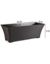 Tradineur - Jardinera Rattan Rectangular de Plástico - Fabricado en España - Ideal para Plantas, hogar, jardín y terrazas - 60 c