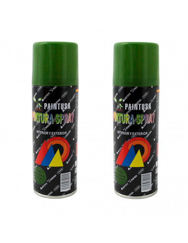 Montoro - Pack de 2 botes de pintura en spray verde máquina A38, 200 ml, válido para multitud de superficies de interior y exter