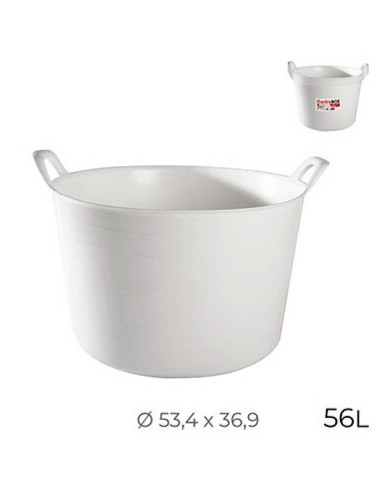 Tradineur - Capazo redondo con asas - Capacidad de 56 litros - Fabricado en España - Apto para uso Alimentario - Ø 53,4 x 36,9 c