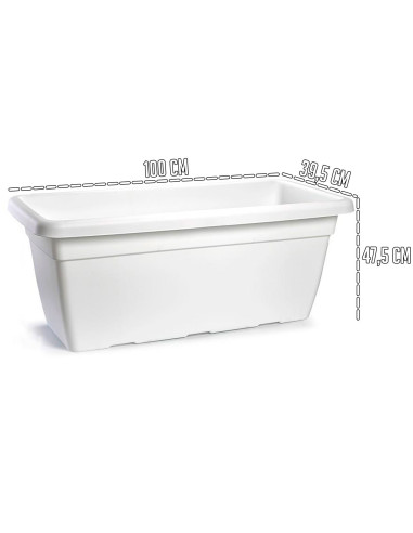 Tradineur - Jardinera de plástico sin Plato - 100 cm - Agujeros de drenaje - Modelo PLFT - Forma Rectangular - Ideal para decora