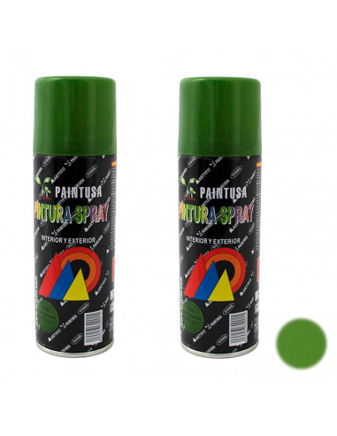 Montoro - Pack de 2 botes de pintura en spray verde máquina A38, 200 ml, válido para multitud de superficies de interior y exter