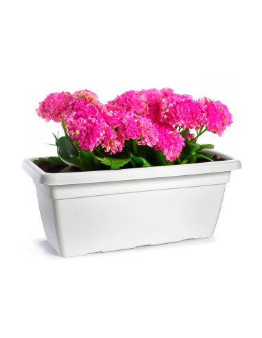 Tradineur - Jardinera de plástico sin Plato - 100 cm - Agujeros de drenaje - Modelo PLFT - Forma Rectangular - Ideal para decora