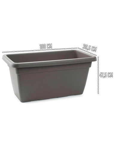 Tradineur - Jardinera de plástico sin Plato - 100 cm - Agujeros de drenaje - Modelo PLFT - Forma Rectangular - Ideal para decora