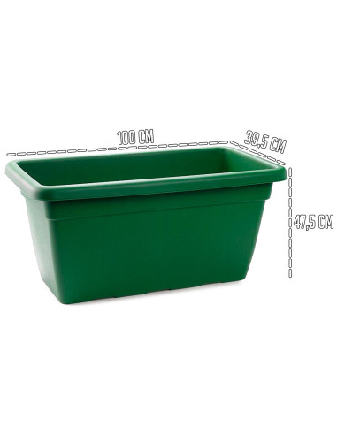Tradineur - Jardinera de plástico sin Plato - 100 cm - Agujeros de drenaje - Modelo PLFT - Forma Rectangular - Ideal para decora