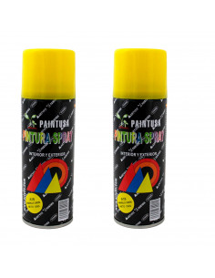 Montoro - Pack 2 botes de pintura en spray amarillo limón A18 200 ml, válido para multitud de superficies de interior y exterior