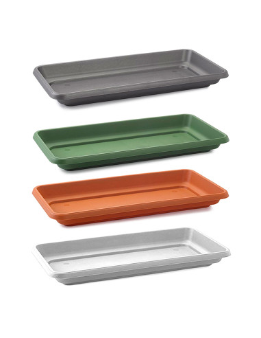 Tradineur - Plato jardinera de 100 cm - Maceta, macetero para plantas y flores rectangular - Fabricado en Plástico - 7 x 96,5 x