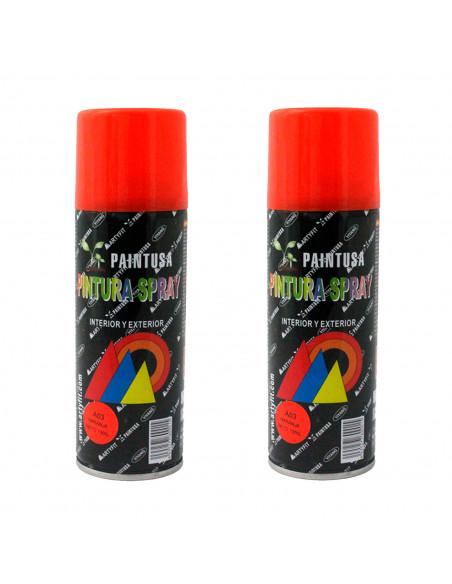 Montoro - Pack de 2 botes de pintura en spray naranja A03, 200 ml, válido para multitud de superficies de interior y exterior Montoro - Pack de 2 botes de pintura en spray naranja A03, 200 ml, válido para multitud de superficies de interior y exterior