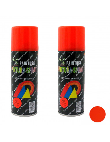 Montoro - Pack de 2 botes de pintura en spray naranja A03, 200 ml, válido para multitud de superficies de interior y exterior
