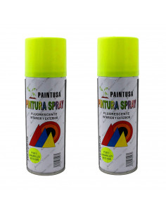 Montoro - Pack 2 botes de pintura en amarillo fluorescente F201 200 ml, válido para multitud de superficies de interior y exteri