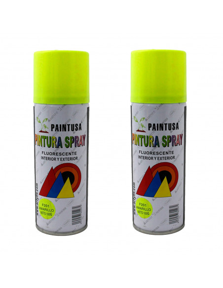 Montoro - Pack 2 botes de pintura en amarillo fluorescente F201 200 ml, válido para multitud de superficies de interior y exteri Montoro - Pack 2 botes de pintura en amarillo fluorescente F201 200 ml, válido para multitud de superficies de interior y exteri