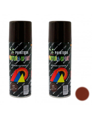 Montoro - Pack 2 botes de pintura en spray color teja A39 200 ml, válido para multitud de superficies de interior y exterior