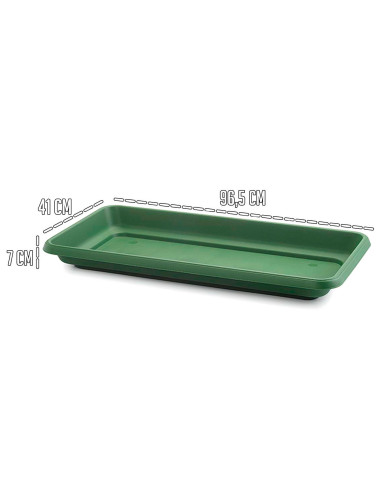Tradineur - Plato jardinera de 100 cm - Macetero, Maceta para plantas y flores rectangular - Fabricado en Plástico - 7 x 96,5 x