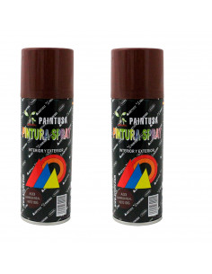 Montoro - Pack 2 botes de pintura en spray marrón real A33 200 ml ,válido para multitud de superficies de interior y exterior