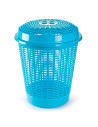 Tradineur - Cesto para ropa sucia con tapa, 57,5 x 45,7 cm, pongotodo redondo, cubo para almacenar la colada, diseño a rayas, fa