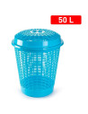 Tradineur - Cesto para ropa sucia con tapa, 57,5 x 45,7 cm, pongotodo redondo, cubo para almacenar la colada, diseño a rayas, fa