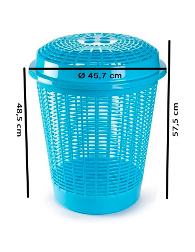 Tradineur - Cesto para ropa sucia con tapa, 57,5 x 45,7 cm, pongotodo redondo, cubo para almacenar la colada, diseño a rayas, fa
