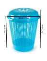 Tradineur - Cesto para ropa sucia con tapa, 57,5 x 45,7 cm, pongotodo redondo, cubo para almacenar la colada, diseño a rayas, fa