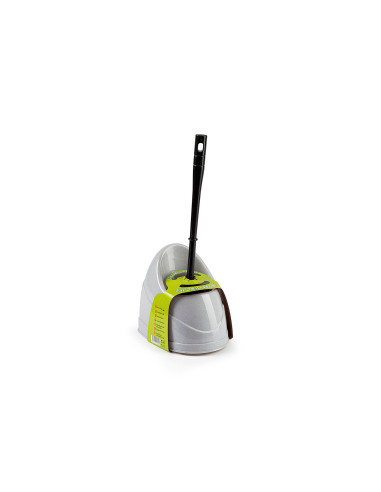 Tradineur - Escobillero Jaspeado WC - Fabricado en Plástico - Dispone de dos escobillas diferentes - 36,5 x 14,5 x 19,5 cm - Col