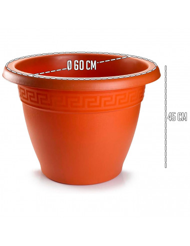 Tradineur - Maceta Redonda "Terracota" - Fabricado en Plástico - Macetero apto para Exterior e Interior del hogar - 60 cm - Colo