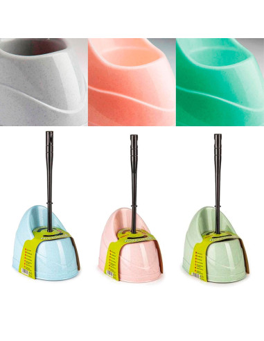 Tradineur - Escobillero WC - Fabricado en Plástico - Base tiene una forma alargada para adaptarse - 36,5 x 14,5 x 19,5 cm - Colo