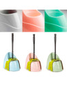 Tradineur - Escobillero WC - Fabricado en Plástico - Base tiene una forma alargada para adaptarse - 36,5 x 14,5 x 19,5 cm - Colo