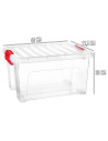 Tradineur - Caja de Almacenamiento Transparente KLIP de 16,6 Litros - Fabricado en Plástico - Cierre Hermético y Seguro - 30 x 4