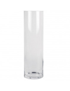 Jarrón de cristal cilíndrico decorativo 38,5 x 15 cm, florero tubular transparente, sencillo, moderno para decorar el interior d