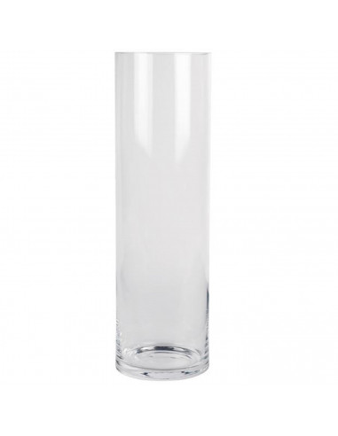 Jarrón de cristal cilíndrico decorativo 38,5 x 15 cm, florero tubular transparente, sencillo, moderno para decorar el interior d