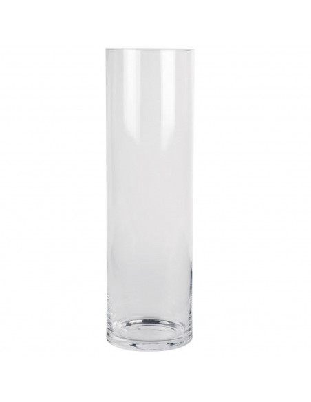 Jarrón de cristal cilíndrico decorativo 38,5 x 15 cm, florero tubular transparente, sencillo, moderno para decorar el interior d