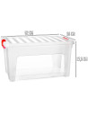 Tradineur - Caja de Almacenamiento Transparente KLIP de 36 Litros - Fabricado en Plástico - Cierre Hermético y Seguro - 36 x 52