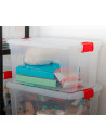 Tradineur - Caja de Almacenamiento Transparente KLIP de 36 Litros - Fabricado en Plástico - Cierre Hermético y Seguro - 36 x 52
