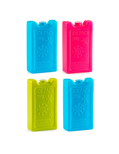 Tradineur - Pack de 4 Acumuladores de Frío N.º 4 - 250 G - Fabricado en Plástico - Ideal para mantener la temperatura en tu neve