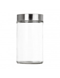 Bote de cristal con tapa cromada de 980 ml, tarro de cristal con tapa, bote para pasta, espaguetis, especias, conservas, transpa