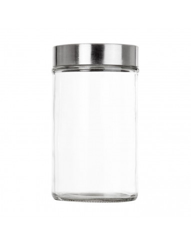 Bote de cristal con tapa cromada de 980 ml, tarro de cristal con tapa, bote para pasta, espaguetis, especias, conservas, transpa