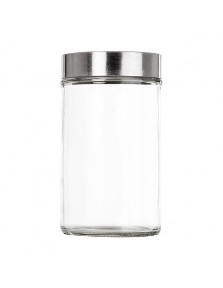 Bote de cristal con tapa cromada de 980 ml, tarro de cristal con tapa, bote para pasta, espaguetis, especias, conservas, transpa