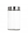 Bote de cristal con tapa cromada de 980 ml, tarro de cristal con tapa, bote para pasta, espaguetis, especias, conservas, transpa