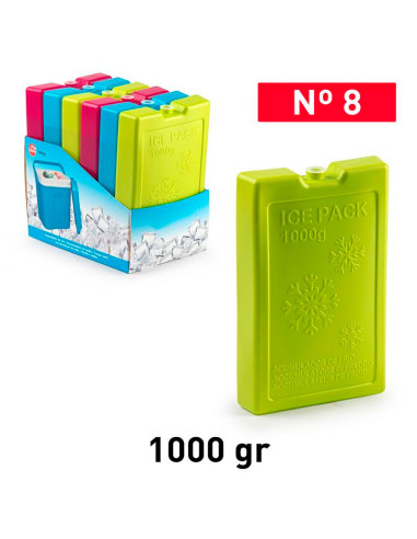 Tradineur - Pack de 4 Acumuladores de Frío N.º 8 - 1000 G - Fabricado en Plástico - Ideal para mantener la temperatura en tu nev