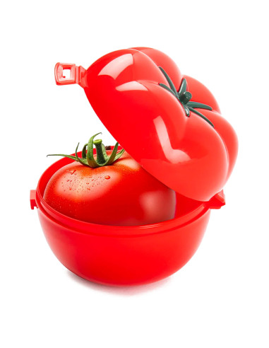 Tradineur - Pack de 2 Guardatomates - Fabricados en Plástico - Almacenamiento de Alimento - Diseño de Tomate - 8,5 x 10,5 x 12,5
