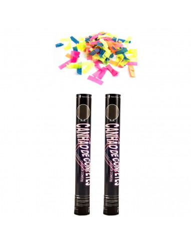 Tradineur - Pack de 2 cañones de confeti de aire comprimido, popper, cracker de confetti, cumpleaños, bodas, fiestas, celebracio