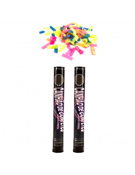 Tradineur - Pack de 2 cañones de confeti de aire comprimido, popper, cracker de confetti, cumpleaños, bodas, fiestas, celebracio