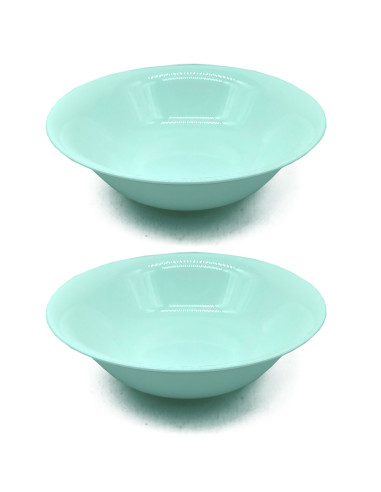 Tradineur - Pack de 2 Ensaladeras Redondas Modelo Elba - Fabricado en Vidrio Opal - ligeras y resistentes - ideales para el uso