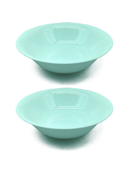Tradineur - Pack de 2 Ensaladeras Redondas Modelo Elba - Fabricado en Vidrio Opal - ligeras y resistentes - ideales para el uso