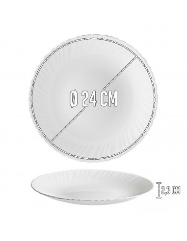 Tradineur - Pack de 6 Platos llanos modelo Titan - Fabricado en Vidrio Opal - Moderno diseño ondulado - Ideal para cenas familia
