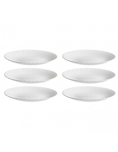 Tradineur - Pack de 6 Platos llanos modelo Titan - Fabricado en Vidrio Opal - Moderno diseño ondulado - Ideal para cenas familia