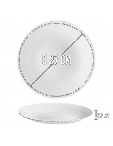 Tradineur - Pack de 6 Platos llanos modelo Titan - Fabricado en Vidrio Opal - Moderno diseño ondulado - Ideal para cenas familia