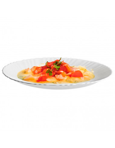 Tradineur - Pack de 6 Platos llanos modelo Titan - Fabricado en Vidrio Opal - Moderno diseño ondulado - Ideal para cenas familia