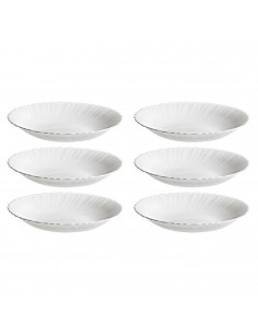 Tradineur - Pack de 6 Platos hondo modelo Titan - Fabricado en Vidrio Opal - Moderno diseño ondulado - Ideal para cenas familiar