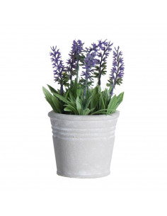 Planta artificial de lavanda con maceta imitación piedra, de 21 x 10 x 10 cm, especial para decoración. Accesorio decorativo par