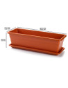Tradineur - Jardinera con plato Rectangular "Terracota" - PLFT - Fabricado en Plástico - Macetero apto para Exterior e Interior